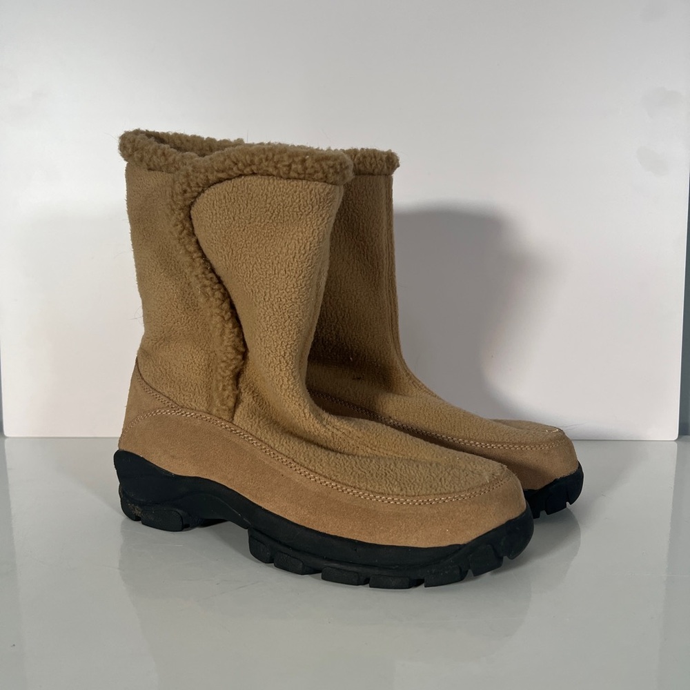 Lands end faux fur suede midi boot